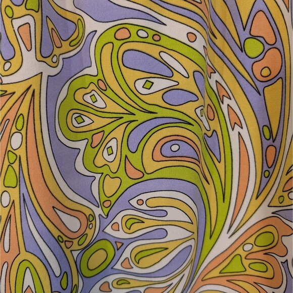 Groovy 60s 70s Multicolored Psychedelic Paisley Long Sleeve Tunic XL Hippie - Picture 12 of 12